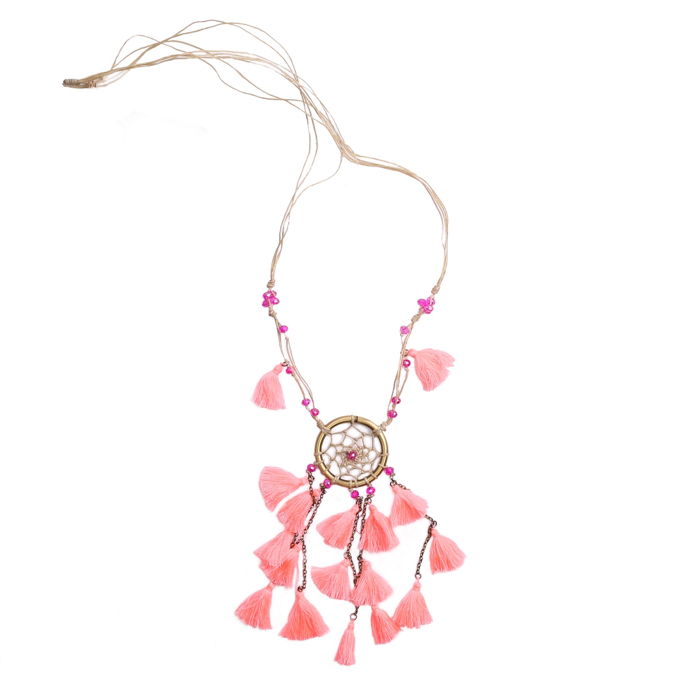 Pink Dream Catcher Boho Necklace by Z&L Europe